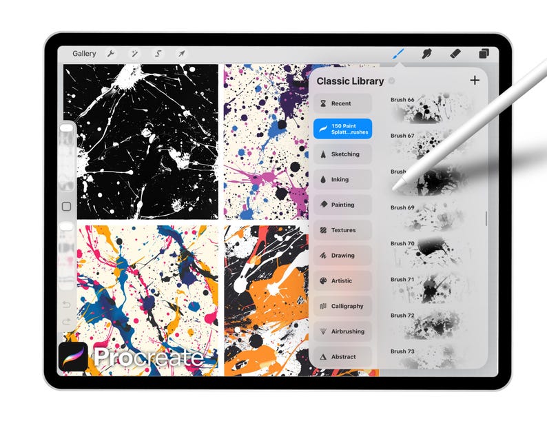 Splatt Design Procreate Splatter Brushes, Realistic Texture Brush Set, Paint, Ink ...