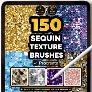 Sequin Texture Brushes for Procreate – Glitter, Paillettes, Sparkle Fabric, Fashion, Shiny Pattern