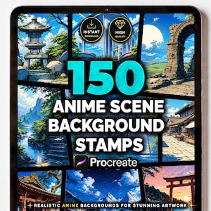 Anime Hintergrund Procreate Stempel, Manga Landschaft Pinsel, Japanische Landschaft und Architektur