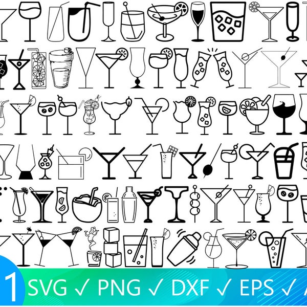 101 Cocktail Designs, Cocktail svg, Cocktail dxf,Cocktails svg,Cocktail png,Cocktail eps,Cocktail vector, Cocktail cut files, Cocktail decal