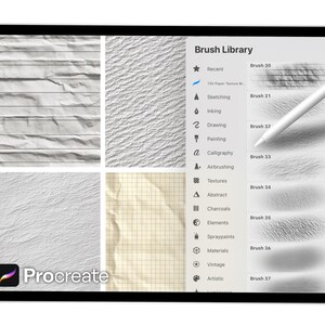 150 Paper Texture Brushes for Procreate | Realistic Crumpled, Grainy ...