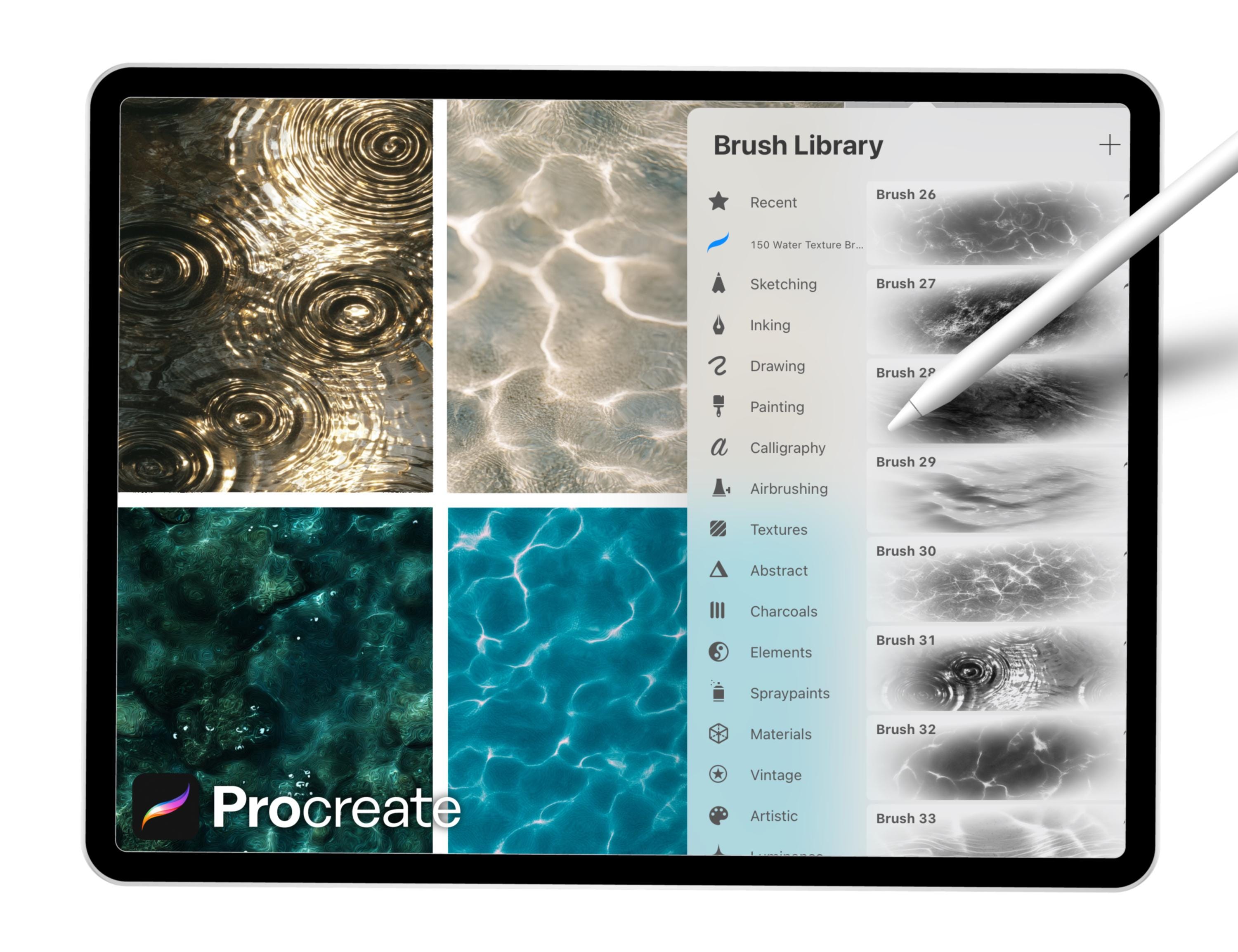 150 Water Texture Brushes for Procreate – Ocean, Waves & Liquid Effects ...