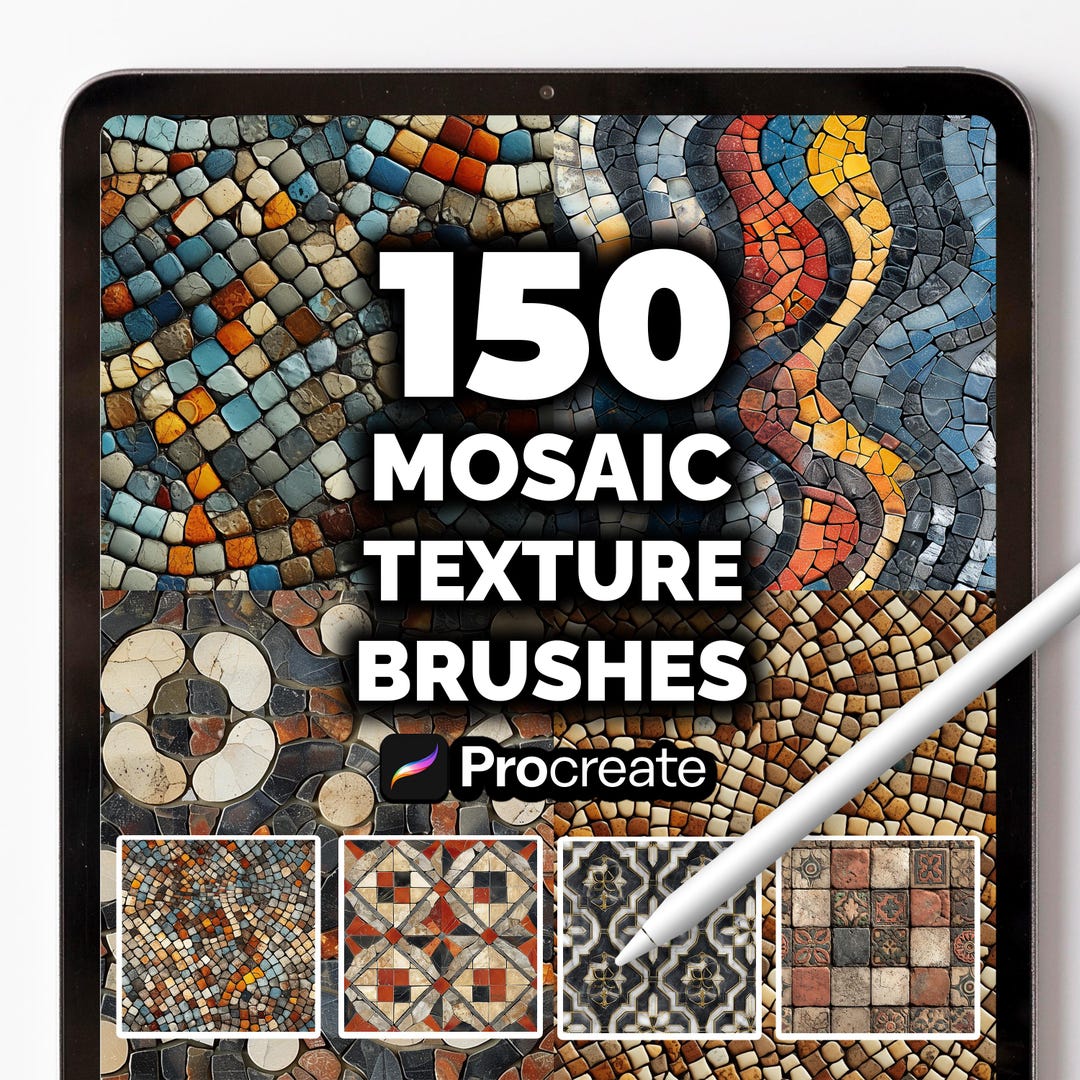 150 Mosaic Texture Brushes for Procreate – Realistic Tile, Stone ...