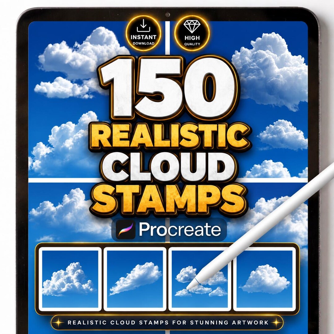 Realistic Cloud Procreate Stamps, Sky and Weather Brushes, Atmosphere ...