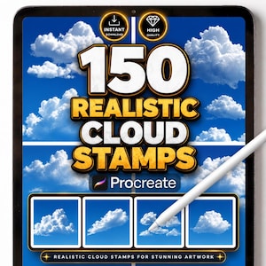 Realistic Cloud Procreate Stamps, Sky and Weather Brushes, Atmosphere Scene, Digital Art Nature Brushes