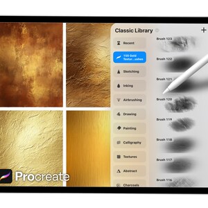150 Gold Texture Brushes for Procreate – Metallic Foil, Shimmer ...