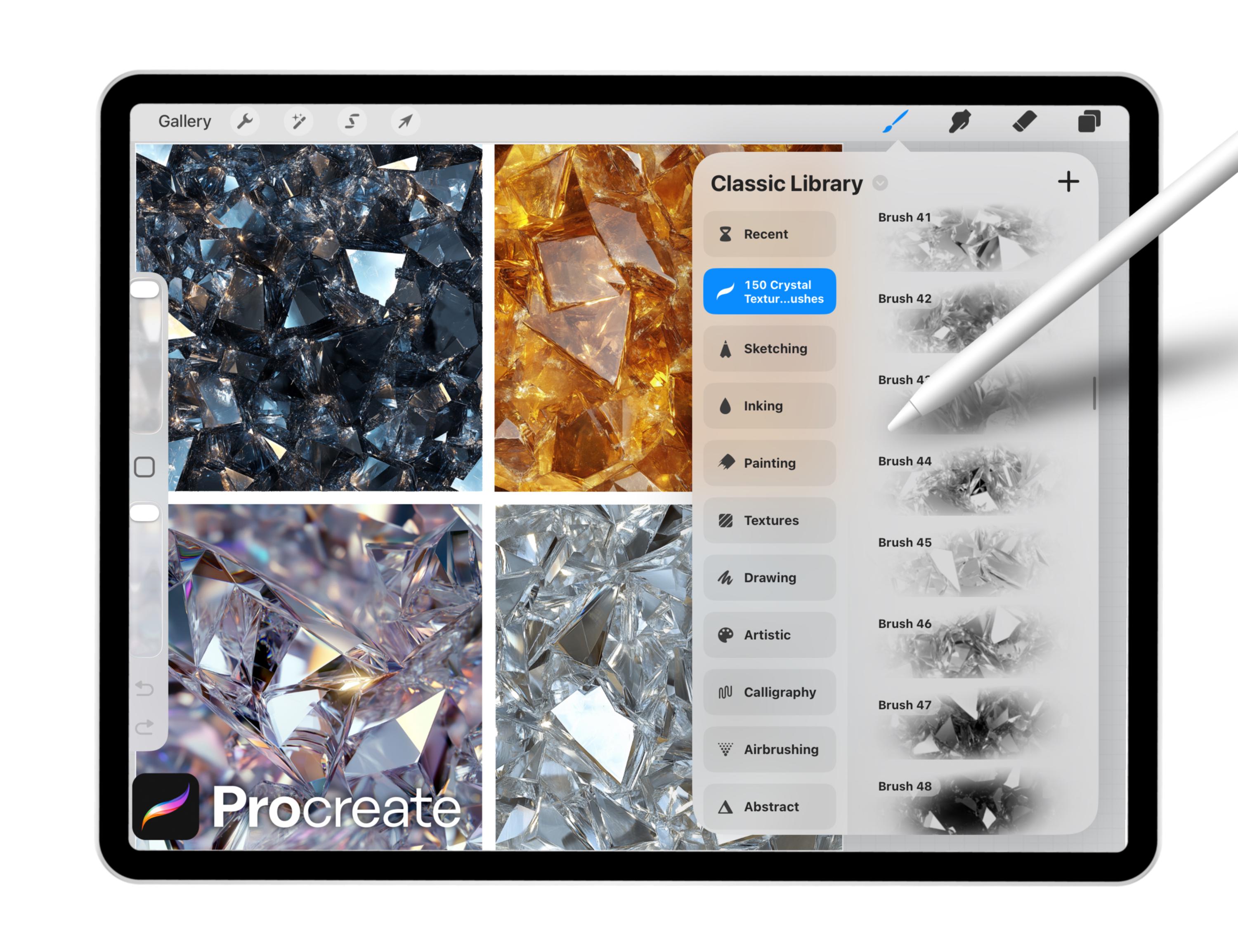 150 Crystal Texture Brushes for Procreate – Gemstone, Glass, Shard ...