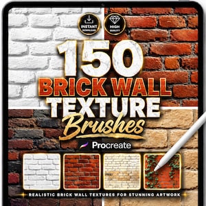 150 Brick Wall Texture Brushes for Procreate – Realistic Brick, Stone & Grunge Wall Pattern Brushes
