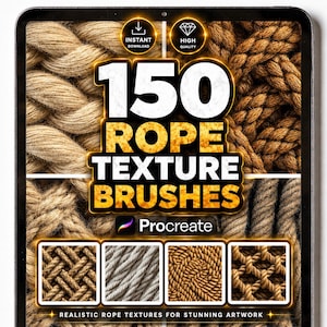 Procreate Rope Brushes, Realistic Texture Brush Set, Knot, Cord, String, Fiber, Jute, Drawing Tools