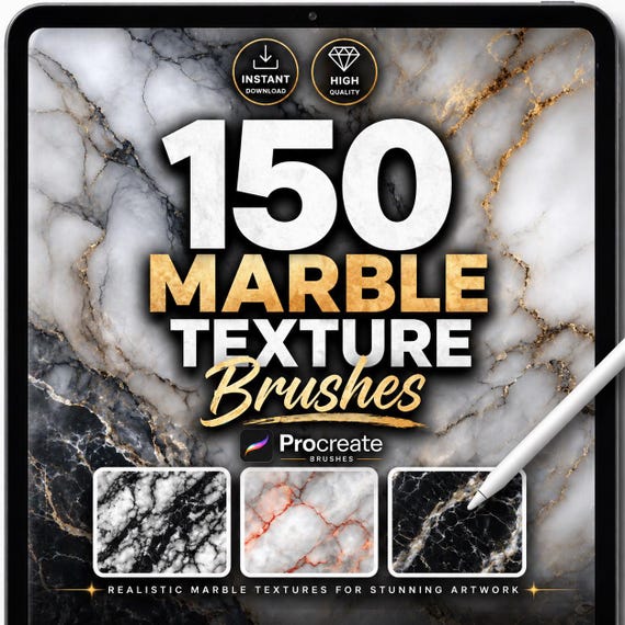 Procreate Marble Brushes, Realistic Texture Brush Set, Stone, Granite, Quartz, Floor, Surface, Drawing Tools