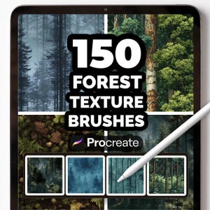 Procreate用森林テクスチャブラシ150種類｜リアルな自然、樹木、松林、ジャングル、風景セット