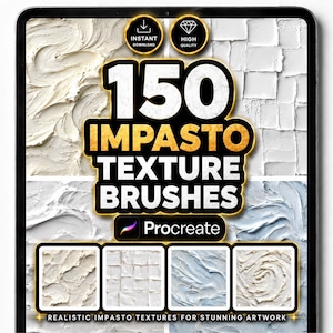 150 pinceles de textura de impasto para Procreate: set de pinceles realistas de pintura espesa, espátula y trazo grueso