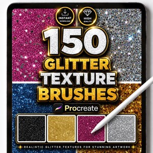 150 Glitter Texture Brushes for Procreate – Sparkle, Shimmer & Metallic Brush Set for Digital Art and Lettering