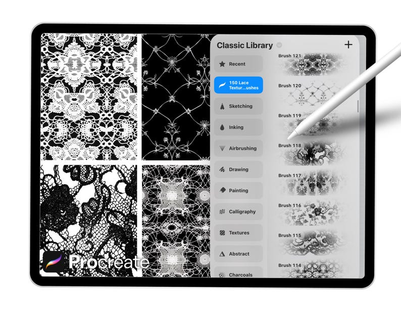 150 Lace Texture Brushes for Procreate – Floral, Fabric & Embroidery ...