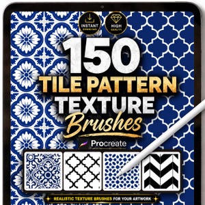 Pinceaux Procreate pour carrelage, ensemble de pinceaux à texture réaliste, motifs, mosaïque, céramique, ornements, outils de dessin