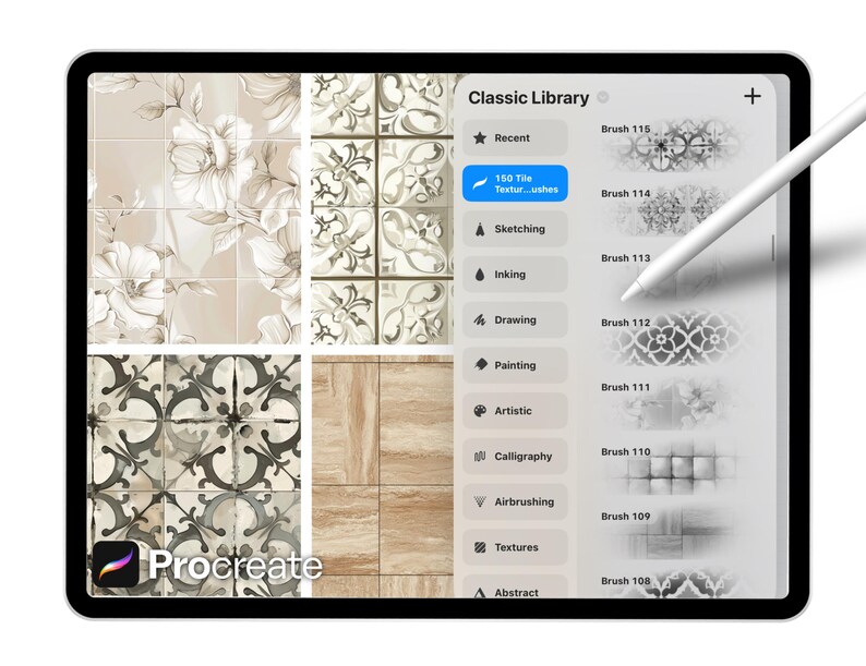 150 Tile Texture Brushes for Procreate – Ceramic, Mosaic, Pattern ...