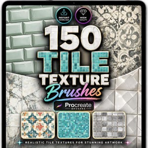 150 pinceles de textura de azulejos para Procreate: conjunto de pinceles de cerámica, mosaico, patrones y suelos para arte y diseño digital.