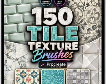 150 tegeltextuurborstels voor procreate: keramiek-, mozaïek-, patroon- en vloerborstelset voor digitale kunst en design