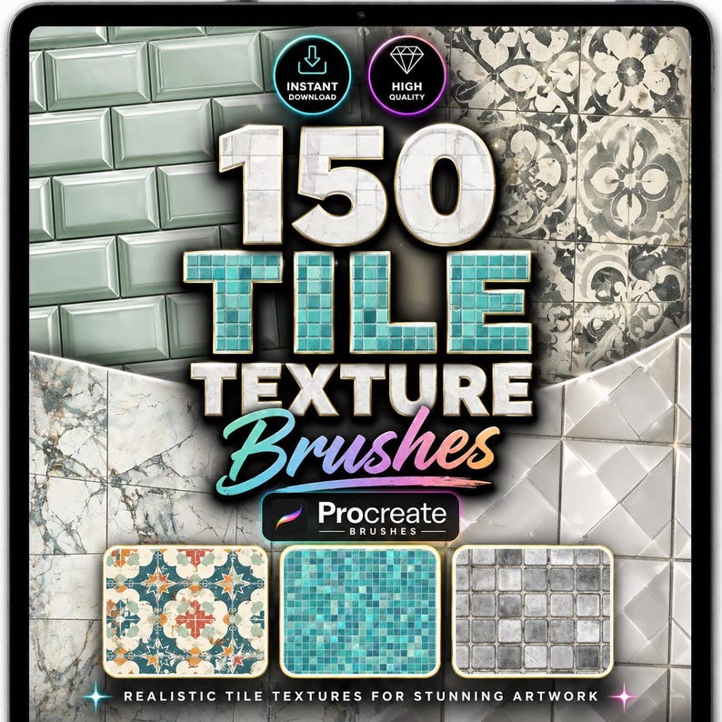 150 Tile Texture Brushes for Procreate – Ceramic, Mosaic, Pattern ...