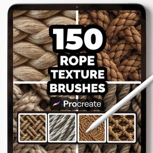 150 Rope Texture Brushes for Procreate – Twisted Fiber, Cord, Knot & Natural Thread Brush Set for Digital Art and Illustration