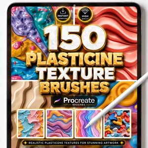 Procreate Plasticine Brushes, Realistic Texture Brush Set, Clay, Dough, Soft, Modeling, Sculpting, Drawing Tools
