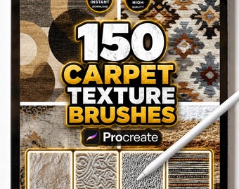150 pinceles para texturas de alfombras para Procreate: juego de pinceles para telas, alfombras, textiles y superficies suaves para arte digital e ilustración.