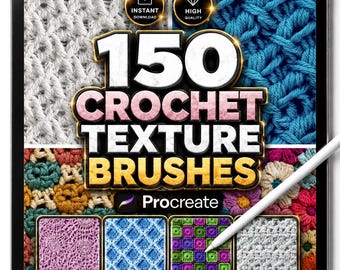 150 pinceles de textura de ganchillo para Procreate: conjunto de pinceles realistas de punto, hilo, lana y tela para arte y diseño digital.