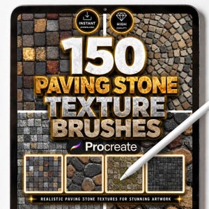 150 Procreate Paving Stone Brushes, Texture Brush Set, Realistic Rock, Cobblestone, Brick, Floor, Road, Drawing Tools
