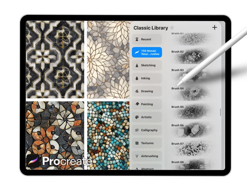 150 Mosaic Texture Brushes for Procreate – Realistic Tile, Stone ...
