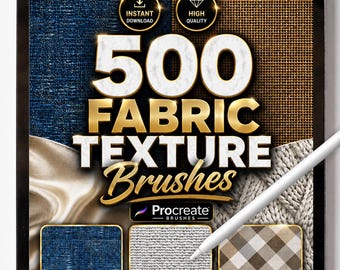 500 Fabric Texture Brushes for Procreate – Realistic Cloth, Textile & Pattern Brush Set for Digital Art, Fashion Design