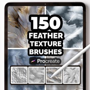 150 Feather Texture Brushes for Procreate – Soft, Realistic & Fluffy Detail Brush Set for Digital Art, Painting and Illustration