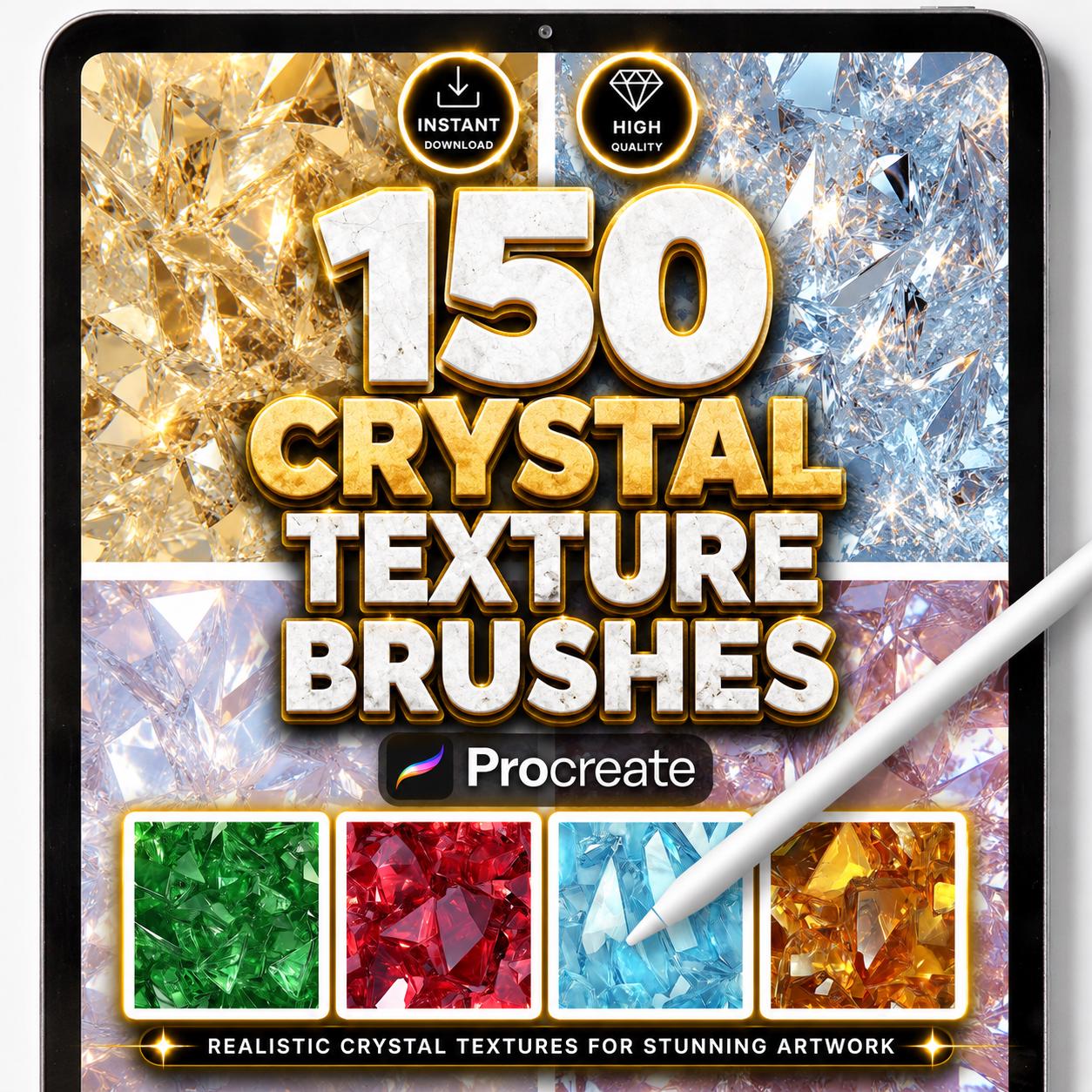 150 Crystal Texture Brushes for Procreate – Gemstone, Glass, Shard ...