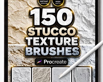 150 Stucco Texture Brushes for Procreate – Plaster, Wall & Concrete Brush Set for Digital Art and Architectural Design