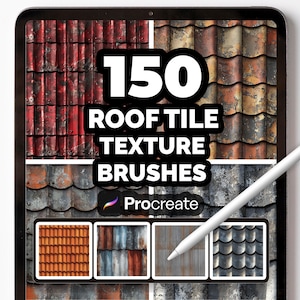 150 textuurborstels voor dakpannen voor procreate – set baksteen, grind, klei en patroonborstels voor architectuur en digitale kunst