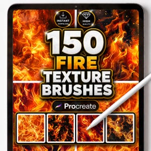 150 Fire Texture Brushes for Procreate – Realistic Flames, Sparks, Embers and Smoke Effects for Digital Art
