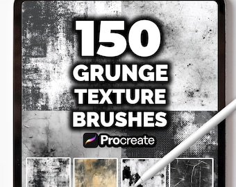 150 Grunge Texture Brushes for Procreate – Distressed, Dirty, Grungy & Vintage Effect Brush Set for Digital Art, Posters and Backgrounds