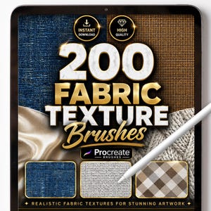 200 Fabric Texture Brushes for Procreate – Realistic Cloth, Textile & Pattern Brush Set for Digital Art, Fashion Design