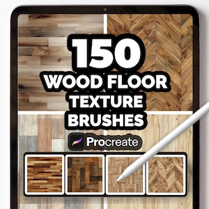 150 pennelli per texture di pavimenti in legno per Procreate: parquet, assi e motivi in legno realistici.