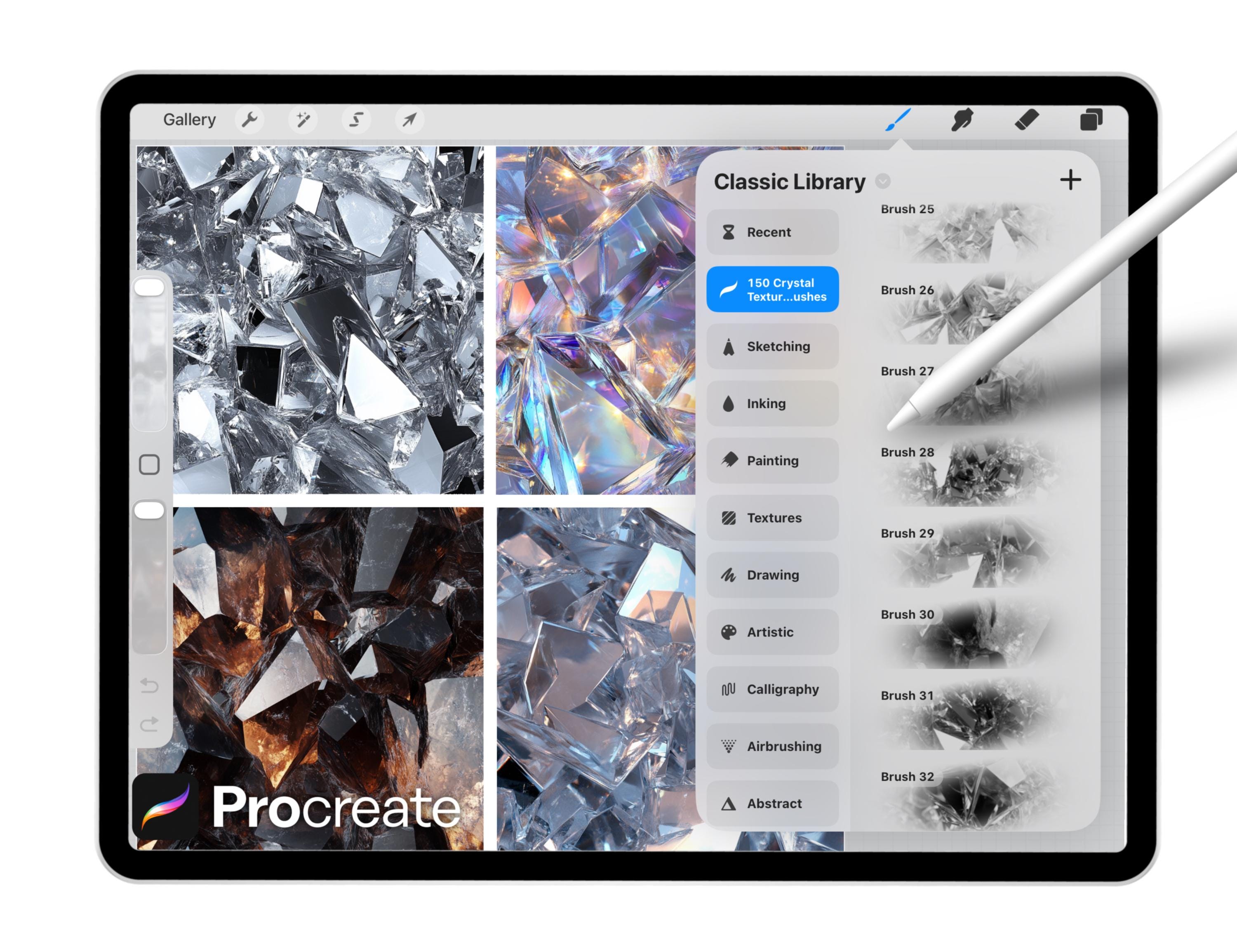 150 Crystal Texture Brushes for Procreate – Gemstone, Glass, Shard ...