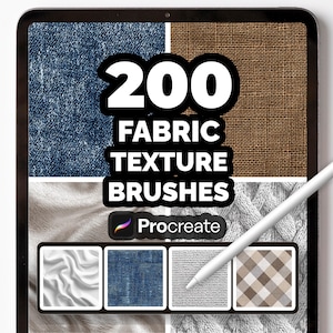200 Fabric Texture Brushes for Procreate – Realistic Cloth, Textile & Pattern Brush Set for Digital Art, Fashion Design