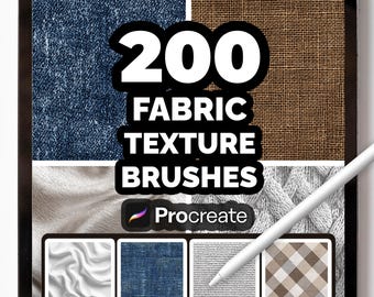 200 Fabric Texture Brushes for Procreate – Realistic Cloth, Textile & Pattern Brush Set for Digital Art, Fashion Design