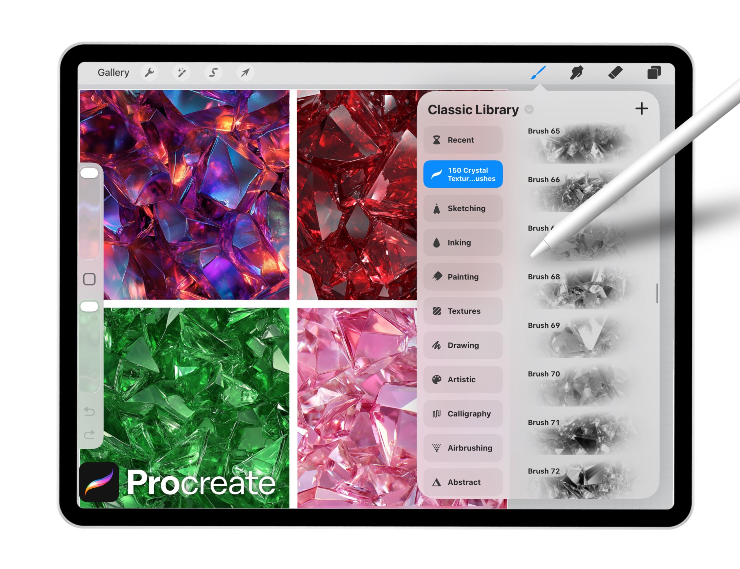 150 Crystal Texture Brushes for Procreate – Gemstone, Glass, Shard ...