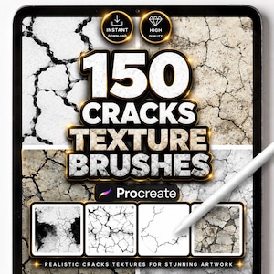 150 pennelli per texture di crepe per Procreate – Set di pennelli per arte digitale e illustrazione, effetto rotto, invecchiato, cemento e pietra