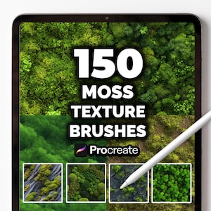 150 mossstrukturpenslar för Procreate – Grön, organisk, skogs- och naturlig ytpenselset för digital konst och illustration
