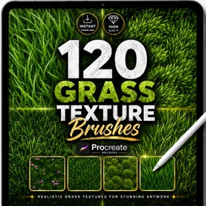 120 Grass Texture Brushes for Procreate – Realistic Grass & Lawn Brush Set for Digital Art, Landscapes, Game Design and Illustration