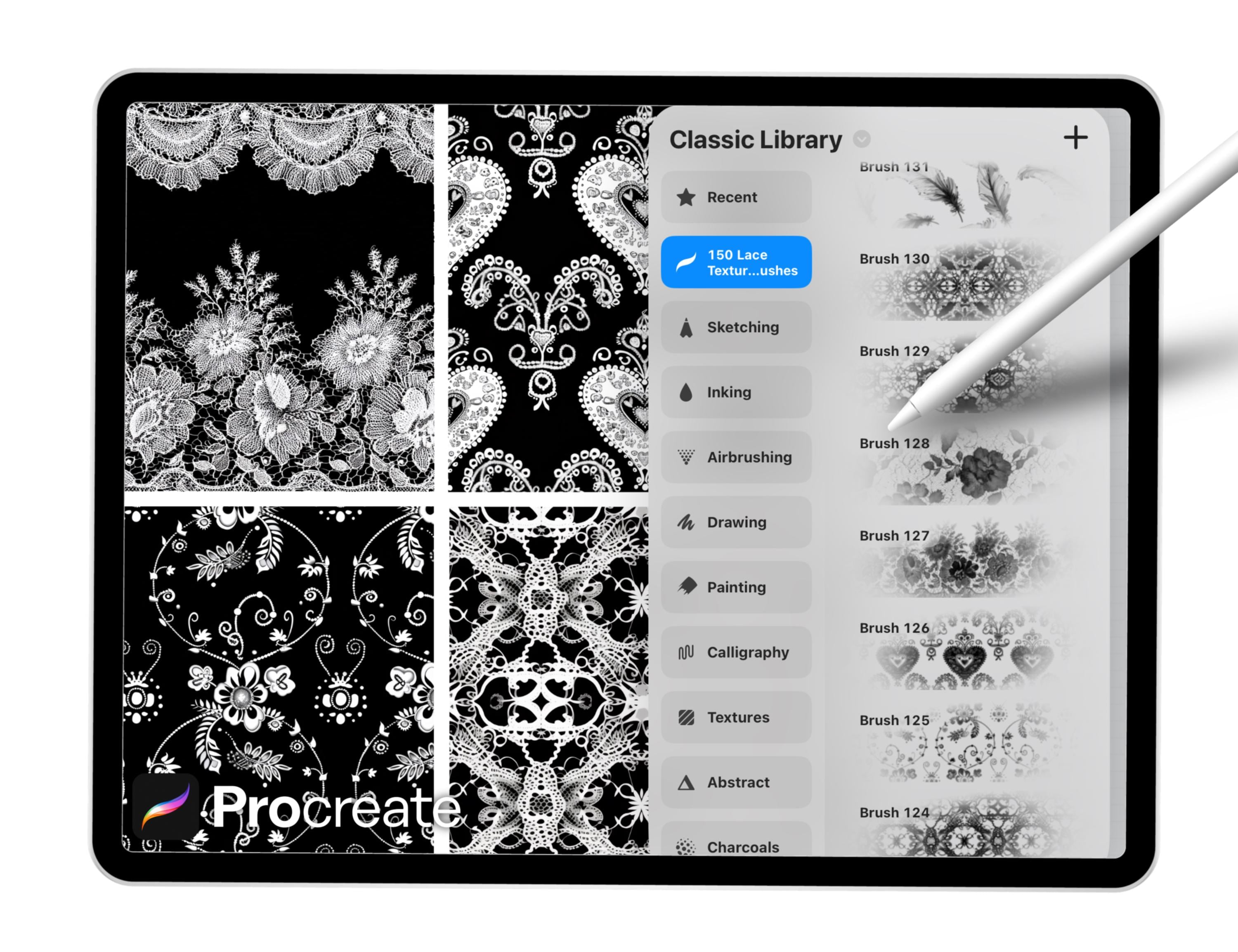 150 Lace Texture Brushes for Procreate – Floral, Fabric & Embroidery ...