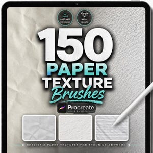 150 Pincéis de Textura de Papel para Procreate | Efeitos realistas de papel amassado, granulado, liso e vintage