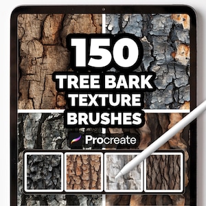 150 pinceaux à texture d'écorce d'arbre pour procréer - Ensemble de pinceaux pour bois, forêt, tronc et surface naturelle rugueuse pour l'art numérique et l'illustration