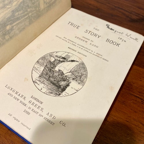 1893, The True Story Book, shops Andrew Lang, Antique Book