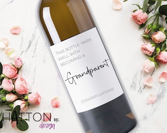 Printed Wine bottle Label - Custom/Personalised Gift, Sharing the news, Social, Pregnancy Announcement - Grandparent!